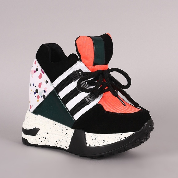 Last Size 6.5**🖤🍂Paint Splatter Lace-Up Platform - Picture 6 of 8